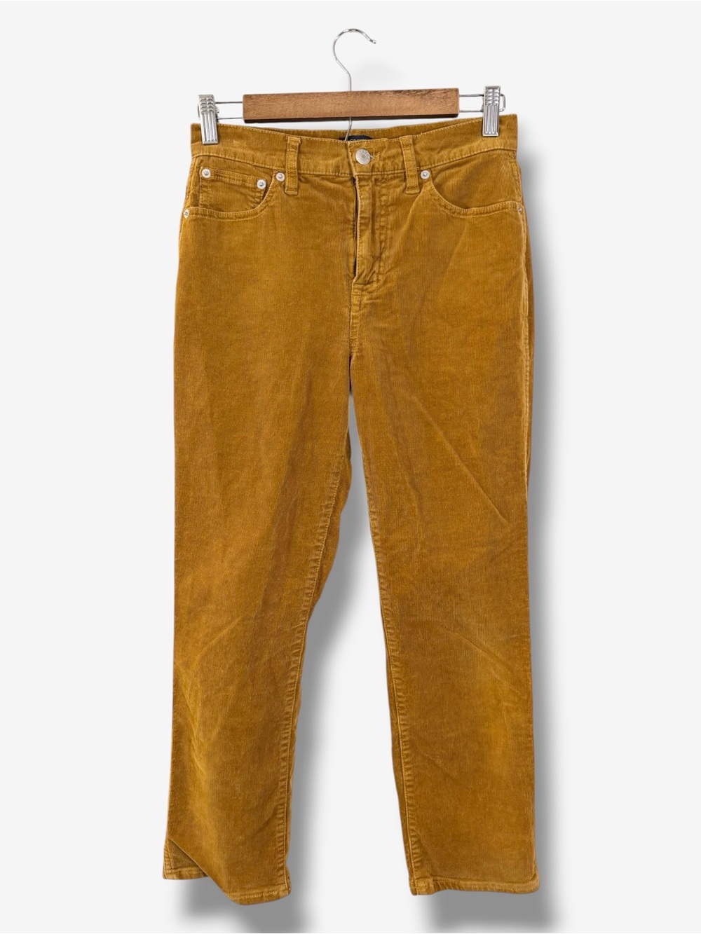 J. Crew Cropped Corduroy Pants Size 26P Warm Brown Straight Leg Preppy Casual